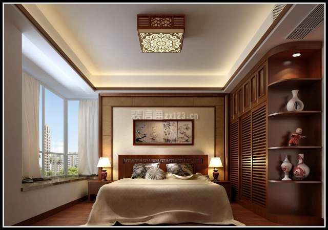 尚东领御220平米四居室新中式风格卧室装修效果图