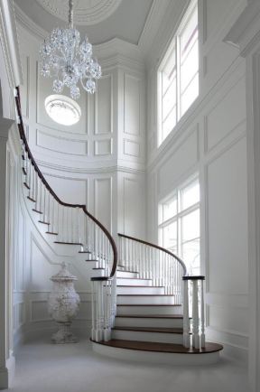 欧式风格别墅楼梯背景墙白色家装图片
