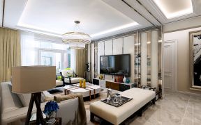 现代奢华76平米二居客厅灯具搭配装修效果图