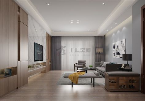 华发新城150平米三居室现代风格装修效果图