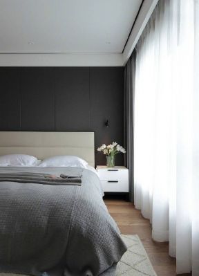 简约风格300平方米别墅卧室窗帘搭配设计图片