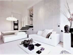 现代风格165平米复式客厅沙发墙装修设计图片
