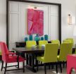 长方形饭厅桌椅整体布置装饰效果图片
