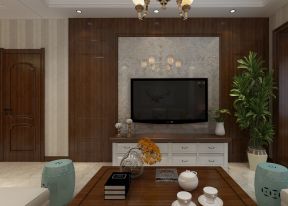简美式风格70平米小二居客厅电视柜装修效果图