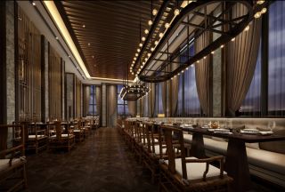 新中式风格300平米餐饮店面室内装修效果图