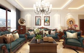 2023美式风格103平米二居室客厅茶几装修效果图