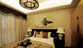 新中式风格109平方三居卧室台灯装修设计图片