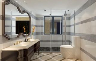 现代中式250平别墅卫浴间装修效果图