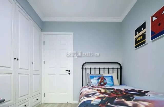 简约北欧风格105平三居次卧单人床设计图