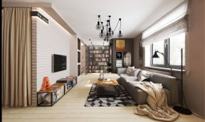 2023时尚三居室家庭客厅沙发茶几设计效果图片