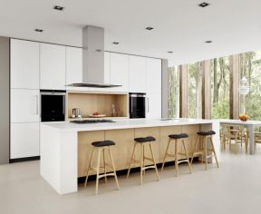 现代简约风格别墅敞开式厨房装修实景图