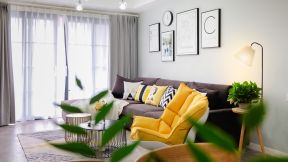 北欧风格87平三居客厅沙发墙设计图片