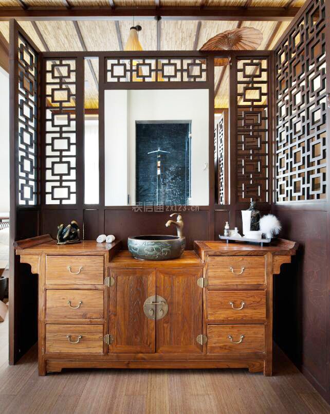 东南亚风格洗手间家具实木柜子设计图