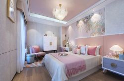 别墅卧室粉色温馨装潢案例图片