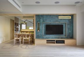 日式简约风格120平米四居客厅实木电视柜设计图片