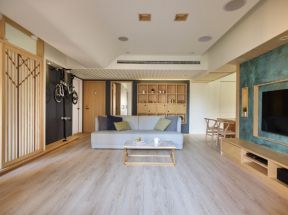 日式简约120平四居客厅整体搭配设计图片