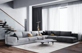  2020灰色沙发配窗帘效果图 客厅灰色沙发效果图