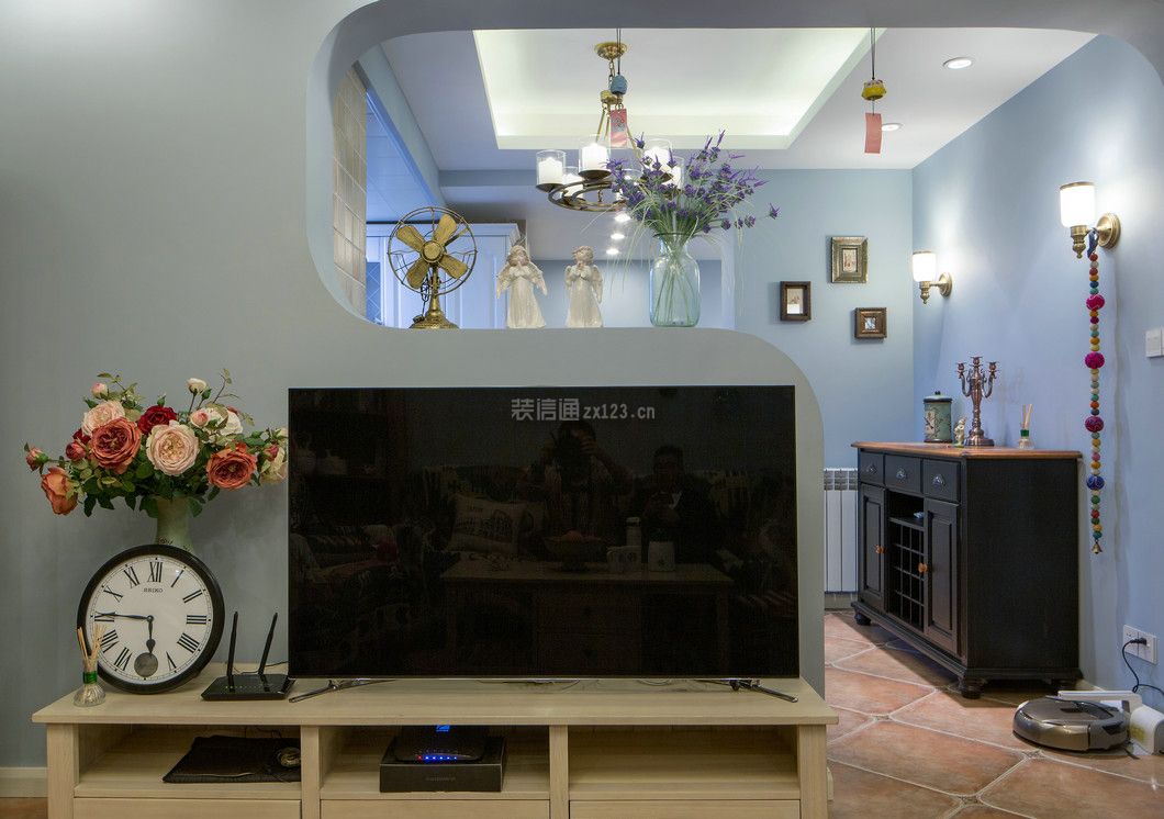 田园地中海风格120平二居客厅电视柜装修实景图