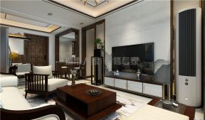 新中式风格91平三居室客厅电视柜装修效果图