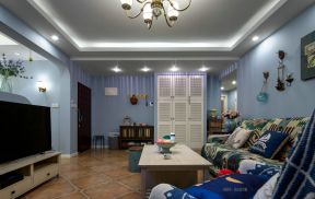 田园地中海风格120平二居客厅布沙发装修实景图片