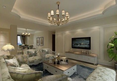 保利香槟国际146平米三居室欧式风格装修效果图