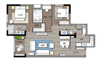 100平米二居室户型设计平面图