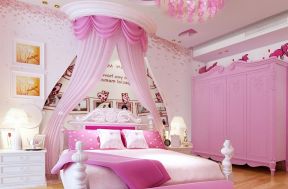 2020粉色卧室公主房装修效果图 2020淡粉色卧室图片
