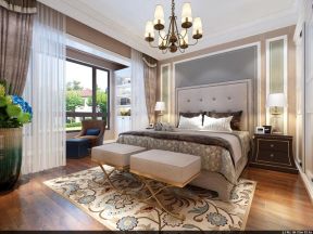 长春壹号院四居150平现代风格卧室软包白色床头背景墙设计