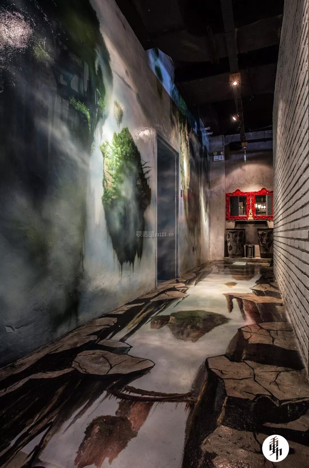混搭风格咖啡店创意走廊地面设计图片
