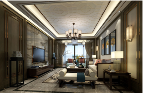  新中式客厅装修设计图 2020大气现代新中式客厅装修图片