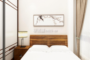 新中式风格客厅影视墙效果图