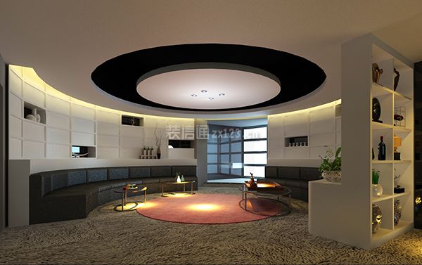 500平现代风格办公室休闲区圆形吊顶图片