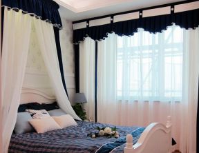 地中海风格93平二居卧室窗帘装修实景图片