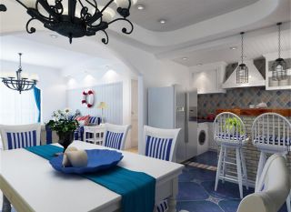 地中海风格119平三居餐厅装修设计效果图片