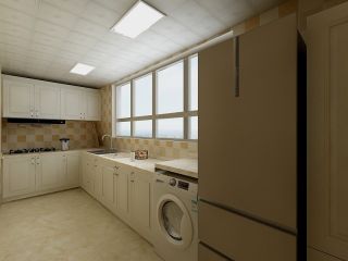 大户型厨房白色橱柜装修效果图