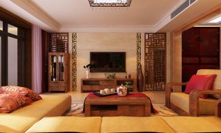 泰豪深蓝国际240平别墅古典风格客厅电视背景墙设计图片