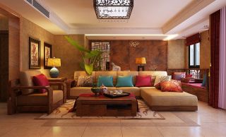 泰豪深蓝国际240平别墅古典风格客厅沙发装修效果图