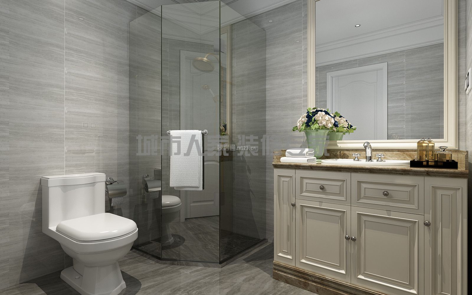 简美风格180平米四居卫生间淋浴房装修效果图