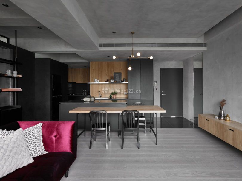 黑白灰风格二室一厅小户型装修设计