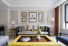现代美式风格158平米三居客厅沙发墙设计图片