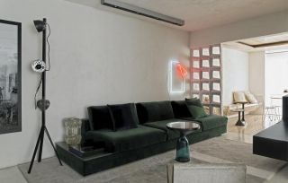 二室一厅小户型客厅绿色沙发装修设计欣赏