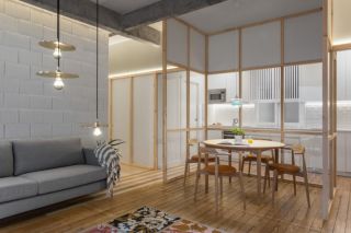 单身公寓精装厨房餐厅隔断设计效果图