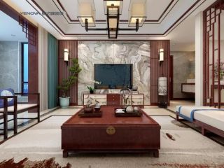 新中式150平方米四居室客厅装修效果图