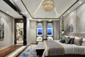 新中式风格500平别墅卧室墙面设计图片