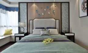 中德英伦联邦新中式110平三居室卧室装修案例