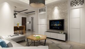 2020客厅家具茶几图 电视墙瓷砖装修效果图 