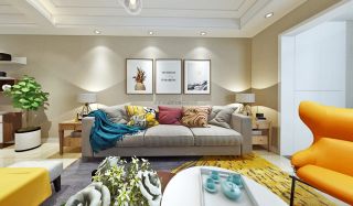 91平现代客厅布艺沙发装修设计图