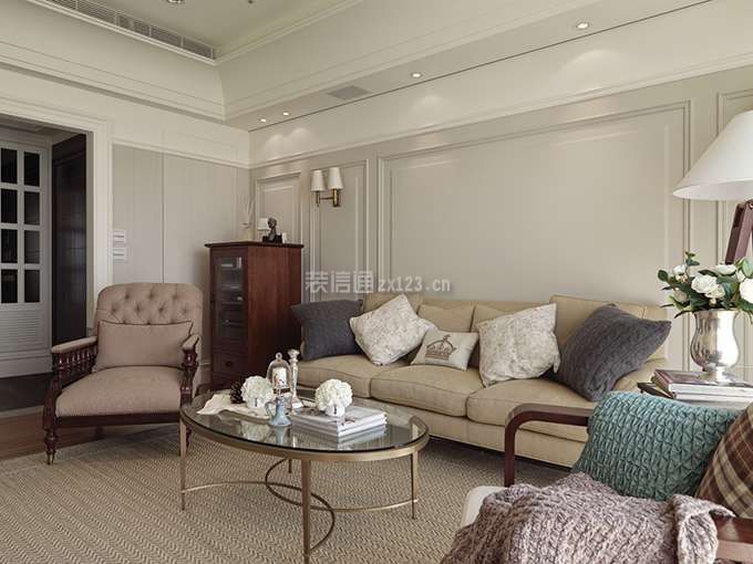 温莎国际90㎡简美风格两居室客厅效果图