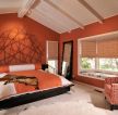 超大卧室橙色背景墙设计图片大全