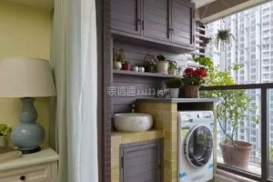 洗衣机+阳台吊柜摆放位置设计效果图